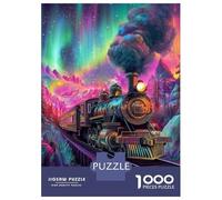 Train Puzzle À 1000 Morceaux Papier Épais Train à Vapeur Noir Classique Puzzle Familial Parents-Enfants Compatible Plateau Heures Divertissement Garanties Divertissement 70x50cm/1000pcs