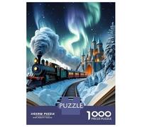 Train Puzzle À 1000 Morceaux Papier Épais Train à Vapeur Open Book Aurora Sky Puzzle Familial Familles 8 Ans+ Passionnés Casse-tête Heures Divertissement Garanties 38x26cm/1000pcs