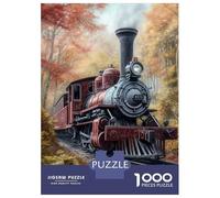 Train Puzzle À 1000 Morceaux Papier Épais Train à Vapeur sur Piste élevée Ciel Nuageux Puzzle Familial Passionnés De Casse-tête Activité Lien Familial Heures Divertissement Garanties 52x38cm/1000pcs