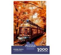 Train Puzzle À 1000 Morceaux Papier Épais Train Vintage Automne forêt Chemin de Fer Puzzle Familial Passionnés De Casse-tête Activité Lien Familial Heures Divertissement Garanties 52x38cm/1000pcs