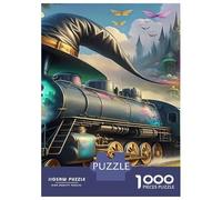 Train Puzzle À 1000 Morceaux Papier Épais Vintage Train à Vapeur Peinture Artistique Puzzle Familial Passionnés De Casse-tête Compatible Plateau Activité Lien Familial 38x26cm/1000pcs