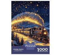Train Set De 1000 Pièces Papier Recyclé Train à Vapeur Magique Stardust Night Sky Puzzle Adulte Facile À Ranger Casse-tête Engageant Activité Lien Familial Heures Divertissement 70x50cm/1000pcs