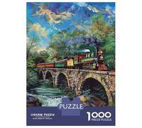Train Set De 1000 Pièces Papier Recyclé Train Stone Bridge Flower Valley Puzzle Adulte Facile Ranger Loisirs Maison Casse-tête Engageant Heures Divertissement 52x38cm/1000pcs