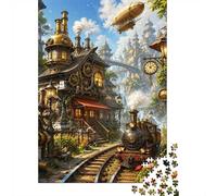 Train Steampunk Horloge 1000pcs Mini Puzzle pour Famille Difficile