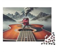 Train sur Guitare Puzzles 1000 Pieces Cadeau Unique intéressant Jeu Éducatif Défi Jouet À De Qualité Supérieure Peinture Art pour Adultes Enfants 52x38cm/1000pcs