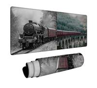 Train Tapis de Souris XXL, Grand sous Main Bureau 600x300x3mm Voir, Haute Précision et Vitesse Mouse Pad, Desk Mat avec Base en Caoutchouc, Gaming Accessoire Bureau, pour PC Gamer, Laptop W-9139