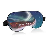 Train Trip to The Moon Masque de sommeil pour les yeux, masque de sommeil et bandeau avec bandeau élastique Soft Comfort Eyeshade Sleep Cover for Travel Yoga Sieste