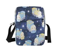 Train under the Starry Sky Sac à bandoulière en polyester 16,8 x 23,9 x 6,3 cm multi-compartiments pour le quotidien, l'extérieur, les voyages, l'école et cadeau décontracté