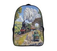 train vintage sac à dos grande décontracté imperméable école sacs 2 compartiment pour élèves primaire et secondaire train avec une épaisse fumée 3d imprimé sacs d'école-16,pour les voyages affaires