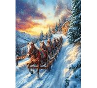 Traîneau à cheval dans la forêt magique 300 Pièces Puzzle Expert Confirmé En Carton Rigide Haute Densité Animal de conte de fées d'accompagnement Très Difficile Motif Complexe Décoration Murale Cadeau