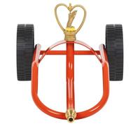 Traîneau d’arrosage sur Roues en Acier Rouge avec tête rotative 360°, raccord Universel, Couverture 8,5 m, système Irrigation pour pelouse Jardin Potager Serre Balcon