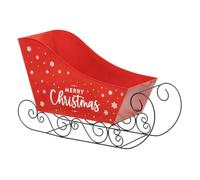 Traineau de Noël en Métal ""Cher Père Noël"" 65cm Rouge