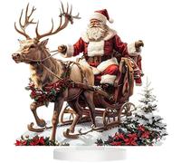 Traîneau de Renne de NoëL, Figurine de Renne du Père Noël en Acrylique 2D avec Traîneau avec Cerf, Père NoëL su PERSONNAGES DE NOEL