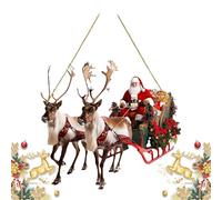Traîneau de renne de Noël - Père Noël - Traîneau de renne de Noël - Décoration de Noël - 2D - Acrylique - Renne - Père Noël - Luge à suspendre - Noël