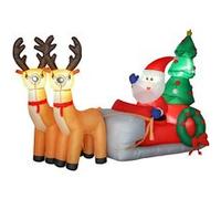 Traîneau Père Noël gonflable LED avec 2 rennes - matériel fixation et souffleur inclus - polyester G