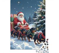 Traîneau Père Noël Paquet 1000 Pièces Premium Carton Chien Noël Team Style Puzzle, Défi Éducatif Adultes, Soulagement Stress, Cadeau & Activité Famille 38x26cm/1000pcs