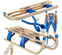 Traineau - TECTAKE - Luge pliable JEFFREY bois de hêtre et plastique patins en acier charge 130 kg 37 5 x 109 5 x 31 cm - Marron