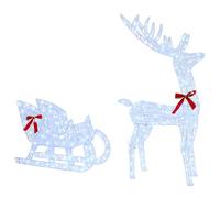 Traîneau tiré par un renne Acrylique Décoration de Noël Figurine Festif vidaXL v