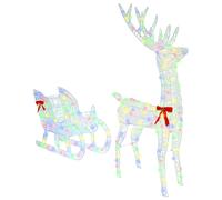 Traîneau tiré par un renne Acrylique Décoration de Noël Figurine Festif vidaXL v