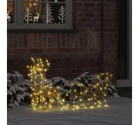 Traîneau tiré par un renne avec 160 LED Blanc chaud Figurines de Noël vidaXL vid
