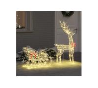 Vidaxl Traîneau Tiré Par Un Renne Blanc Chaud 120 Cm 55 Cm Acrylique