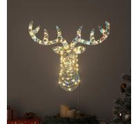 Vidaxl Traîneau Tiré Par Un Renne Blanc Chaud 60 Cm Rotin