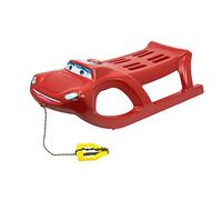 Traîneau Zigi-Zet - en forme de voiture, avec glissières en acier et corde