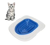 Traineur de Toilettes pour Chats, kit d'entraînement de Toilettes réutilisable pour Chats réutilisable Kits de Formation à la litière de bacs (Plateau Blanc, 1 Support intérieur Bleu)