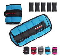 TrainHard Lot de 2 manchettes lestées réglables avec 5 sacs de poids séparables pour poignets et chevilles - Disponibles en 4 variantes de poids et 5 couleurs (1,5 kg - Bleu)