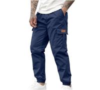 Training Homme Bas Jogging avec Cordon Coulissant Pantalon Trekking Pantalon de Travail Cargo Décontracté de Running Vetement Pantalons de Sport Homme Bleu Marine L