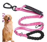Training Rope for Dogs, No-Pull Walking Lead, Soft Handle, Adjustable, Shock-Absorbing Tape, Large Breed Control, Outdoor Use, 1.97x0.39x51.18 inches, Blue, Red, Pink