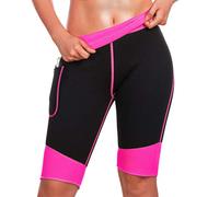 TrainingGirl Souple Fin Chaud en néoprène pour Homme avec Poche pour Femme Perte de Poids Minceur Sauna Pantalon de Sport entraînement Body Shaper Yoga Legging, Noir/Rose, M (See in Last Picture)