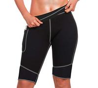 TrainingGirl Souple Fin Chaud en néoprène pour Homme avec Poche pour Femme Perte de Poids Minceur Sauna Pantalon de Sport entraînement Body Shaper Yoga Legging, Noir, 2XL (See in Last Picture)