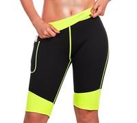 TrainingGirl Souple Fin Chaud en Néoprène pour Homme avec Poche pour Femme Perte de Poids Minceur Sauna Pantalon de Sport entraînement Body Shaper Yoga Legging, Black Hot Sauna Shorts, M (US 10)