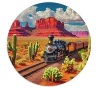 TrainPuzzles en Bois 1000 Pièce pour Adultes Et Enfants Rond désertCadeau De Jouets À Défi Créatif1000pcs (67.5x67.5cm)