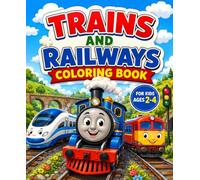 Trains and Railways Coloring Book for Kids Ages 2-4: Fun and Simple Train, Locomotive, Railway Station, Track and Bridge Coloring Pages for Toddlers