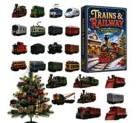 Trains Rail Vehicles Advent Calendars | 24 Days Christmas Rail Vehicle | 2D Acrylic Vintage Home Tree/Bag Decor For Door Wall Mantel Tree Home Office Entryway Holiday Party