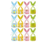 Traité - Lot de 12 boîtes de bonbons de lapin avec ruban | Attribut design | oreilles de lapin, gâteau de biscuits, pâtisserie de Pâques pratique pour le stockage,