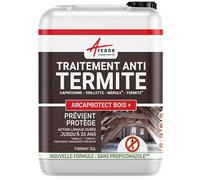 Traitement Anti Termite Bois sans Propiconazole Charpente Poutres 20 L | Protège des Termites en Préventif, sans Propiconazole, Incolore, Recouvrable Peinture, Lasure, Vernis - Arcane Industries