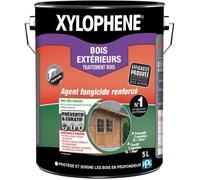 XYLOPHENE - Traitement Bois Extérieurs - Anti Insectes et Anti Termites - Spécial Bois Très Exposés Extérieur - Pour Bardage, Abris, Volets, Palissades - Formule Renforcée en Fongicide - 5L - Incolore