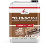Traitement bois, Protection contre insectes, xylophène et champignons pour charpentes, poutres, terrasses, produit| Arcaprotect bois - 5 L - ARCANE INDUSTRIES