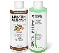 Traitement brésilien complexe à la kératine avec résultats professionnels lissant et adoucissant les cheveux (shampooing clarifiant de 120 ml + traitement à la kératine de 120 ml)