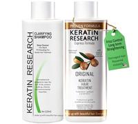 Traitement brésilien complexe à la kératine avec résultats professionnels lissant et adoucissant les cheveux (shampooing clarifiant de 120 ml + traitement à la kératine de 120 ml)