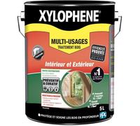 XYLOPHENE - Traitement Multi-usages Intérieur et Extérieur - Pour les Zones Difficiles d'Accès - Élimine Insectes et Termites - Formule renforcée en fongicide - Séchage rapide - 5L - Incolore