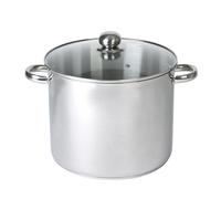 BAUMALU - Marmite Traiteur en Acier Inoxydable - Couvercle Verre, Trou Vapeur, Poignées Métal - Tous Feux dont Induction - Triple Fond Diffuseur - Ø24cm, 9L, Argenté