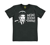 TRAKTOR T-Shirt Louis de Funes - Non! Oui! Ohhh! - T-Shirt Film culte - Louis de Funes - Nein! Doch! Ohhh! - T-Shirt à col Rond - Noir - T-Shirt Original de la Marque, Taille S