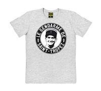 TRAKTOR T-Shirt Louis de Funes - T-Shirt Film culte - Le Gendarme de Saint-Tropez - T-Shirt à col Rond - Gris chiné - T-Shirt Original de la Marque, Taille XS