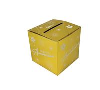 Tralala Fêtes Boîte urne Anniversaire-Boîte Joyeux Anniversaire imprimé-Urne décorative fête Doré/Blanc 20x20cm-Pour réception fête d’Anniversaire-Pour enveloppes Cartes de vœux (Or/Blanc)