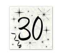 Tralala Fêtes-Lot 20 serviettes papier 33x33 cm-Serviettes anniversaire 30 Ans noir & blanc-Serviettes jetables triple épaisseur-Décor table chic-Résistant à longue durée usage-Adaptable tout âge