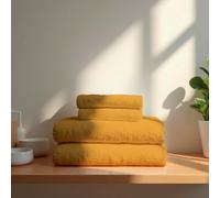 TRAMAS+ Lot de 6 Serviettes Premium 700 g, 100% Coton, 4 Serviettes 50x100 cm et 2 Serviettes de Bain 70x140 cm, Extra Douces, à séchage Rapide et très absorbantes - Jaune Moutarde